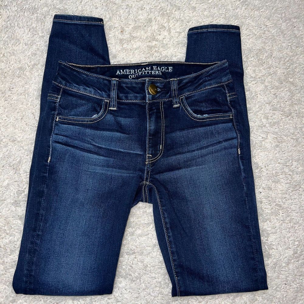 American Eagle AEO Denim X Super Stretch Jeggings Jeans Skinny Dark Wash size 2